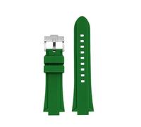 SEQLTWFC EFB680 Modified Silicone WatchBand Compatible With Casio Edifice Rubber Watch Strap EFB-680 ECB-10YD GST-B400 26x14m 26x12mm Men Accessories(Green silver pin,12mm Convex)