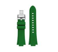 SEQLTWFC EFB680 Modified Silicone WatchBand Compatible With Casio Edifice Rubber Watch Strap EFB-680 ECB-10YD GST-B400 26x14m 26x12mm Men Accessories(Green sk Folding,14mm Convex)
