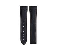 SEQLTWFC Fluoroelastomer FKM 21mm Arc Watch Strap Compatible With Omega Seamaster Planet Ocean 600M Quarter Orange Band Woven Bracelet 43.5mm(Black-O-line-R-clasp)