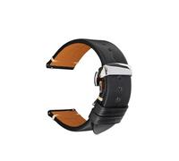 SEQLTWFC Genuine Leather Watch Band 18mm 20 mm 22mm 24mm Watchband Compatible With Garmin Huawei Samsung Galaxy Man Women Quick Release Watch Strap(Black ButterflyClasp,18mm)
