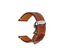 SEQLTWFC Genuine Leather Watch Band 18mm 20 mm 22mm 24mm Watchband Compatible With Garmin Huawei Samsung Galaxy Man Women Quick Release Watch Strap(Brown ButterflyClasp,24mm)