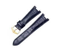 SEQLTWFC Genuine Leather Watch Band Compatible With Patek Philippe 5711 5712G Nautilus Watchs Men Women Concave convex mouth Watch Strap 25-13mm(Blue-gold)