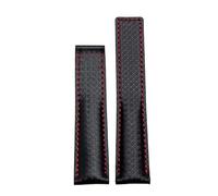 SEQLTWFC Genuine Leather Watch Strap 19mm 20mm 22mm watchband Compatible With tag heuer Carrera Monaco F1 watch band Red Men Fold buckle bracelet(B Black red nobuckle)