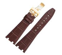 SEQLTWFC Genuine Leather Watch Strap Compatible With Audemars Piguet Royal Oak Offshore AP 15400/15500/26331 Replacement Band Man Women 26mm Bracelet(Brown-G Clasp)