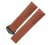 SEQLTWFC Genuine leather watchband Compatible With TAG Heuer men's watch strap with folding buckle 20mm 22mm 24mm Gray Black Brown cow leathr(Light brown black,24mm)