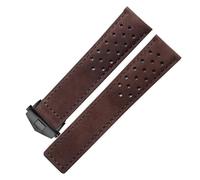 SEQLTWFC Genuine leather watchband Compatible With TAG Heuer men's watch strap with folding buckle 20mm 22mm 24mm Gray Black Brown cow leathr(Brown black,24mm)