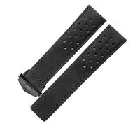 SEQLTWFC Genuine leather watchband Compatible With TAG Heuer men's watch strap with folding buckle 20mm 22mm 24mm Gray Black Brown cow leathr(Black black,20mm)