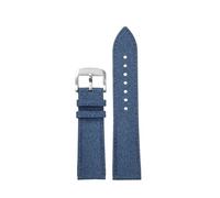 SEQLTWFC Leather Watch Strap Compatible With Breitling AVENGER SB0147/ A17328 22mm Soft Black Green Blue Yellow Canvas Grain Watchband(Blue-silver)