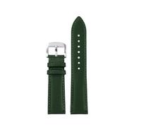 SEQLTWFC Leather Watch Strap Compatible With Breitling AVENGER SB0147/ A17328 22mm Soft Black Green Blue Yellow Canvas Grain Watchband(Green-silver)