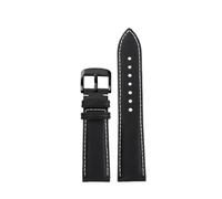 SEQLTWFC Leather Watch Strap Compatible With Breitling AVENGER SB0147/ A17328 22mm Soft Black Green Blue Yellow Canvas Grain Watchband(Black white-black)