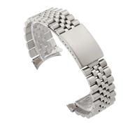 SEQLTWFC Luxury Curved End Watch Band Compatible With Rolex DATEJUST Compatible With Jubilee Stainless Steel Bracelet 18mm 19mm 20mm 21mm Metal Belt Accessories(Silver,18mm-nologo)
