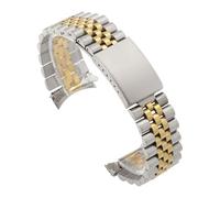 SEQLTWFC Luxury Curved End Watch Band Compatible With Rolex DATEJUST Compatible With Jubilee Stainless Steel Bracelet 18mm 19mm 20mm 21mm Metal Belt Accessories(Silver-Gold,19mm-nologo)