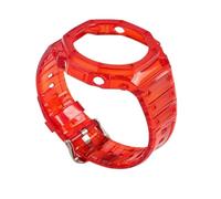 SEQLTWFC Mod Kit Compatible With Casio GA2100 Ga2110 GA-B2100 Bezel Watch Strap Modified Farm Oak Silicone Watchband Case Replacement Men Accessories(Jelly Red)