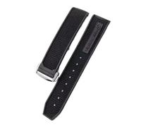 SEQLTWFC New-Rubber Silicone Watchband Compatible With Omega Speedmaster Watch Strap Steel Deployment Buckle 22mm Men's watch accessories(Black silver)