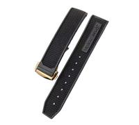 SEQLTWFC New-Rubber Silicone Watchband Compatible With Omega Speedmaster Watch Strap Steel Deployment Buckle 22mm Men's watch accessories(Black rose gold)