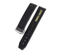 SEQLTWFC New-Rubber Silicone Watchband Compatible With Omega Speedmaster Watch Strap Steel Deployment Buckle 22mm Men's watch accessories(Black yellow silver)