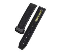 SEQLTWFC New-Rubber Silicone Watchband Compatible With Omega Speedmaster Watch Strap Steel Deployment Buckle 22mm Men's watch accessories(Black yellow Black)