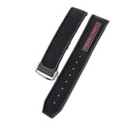 SEQLTWFC New-Rubber Silicone Watchband Compatible With Omega Speedmaster Watch Strap Steel Deployment Buckle 22mm Men's watch accessories(Black red silver)