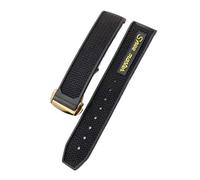 SEQLTWFC New-Rubber Silicone Watchband Compatible With Omega Speedmaster Watch Strap Steel Deployment Buckle 22mm Men's watch accessories(Black yellow rose)