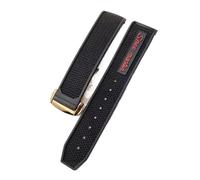 SEQLTWFC New-Rubber Silicone Watchband Compatible With Omega Speedmaster Watch Strap Steel Deployment Buckle 22mm Men's watch accessories(Black red rose)