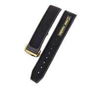 SEQLTWFC New-Rubber Silicone Watchband Compatible With Omega Speedmaster Watch Strap Steel Deployment Buckle 22mm Men's watch accessories(Black yellow gold)
