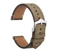 SEQLTWFC Reverse Suede Leather Watch Band 18mm 20mm 22mm Quick Release Watch Strap For Men Luxurious Vintage Replacement Bracelet(Khaki-Silver Buckle,22mm)