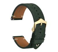 SEQLTWFC Reverse Suede Leather Watch Band 18mm 20mm 22mm Quick Release Watch Strap For Men Luxurious Vintage Replacement Bracelet(Seaweed-Gold Buckle,20mm)