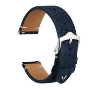 SEQLTWFC Reverse Suede Leather Watch Band 18mm 20mm 22mm Quick Release Watch Strap For Men Luxurious Vintage Replacement Bracelet(Denim-Silver Buckle,20mm)
