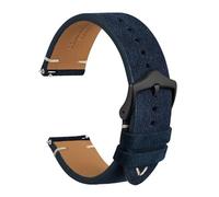SEQLTWFC Reverse Suede Leather Watch Band 18mm 20mm 22mm Quick Release Watch Strap For Men Luxurious Vintage Replacement Bracelet(Denim-Black Buckle,22mm)