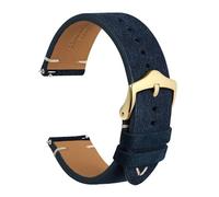 SEQLTWFC Reverse Suede Leather Watch Band 18mm 20mm 22mm Quick Release Watch Strap For Men Luxurious Vintage Replacement Bracelet(Denim-Gold Buckle,18mm)
