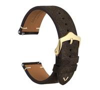 SEQLTWFC Reverse Suede Leather Watch Band 18mm 20mm 22mm Quick Release Watch Strap For Men Luxurious Vintage Replacement Bracelet(Brown-Gold Buckle,18mm)