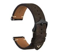 SEQLTWFC Reverse Suede Leather Watch Band 18mm 20mm 22mm Quick Release Watch Strap For Men Luxurious Vintage Replacement Bracelet(Brown-Black Buckle,20mm)