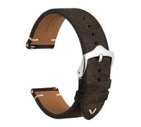SEQLTWFC Reverse Suede Leather Watch Band 18mm 20mm 22mm Quick Release Watch Strap For Men Luxurious Vintage Replacement Bracelet(Brown-Silver Buckle,20mm)