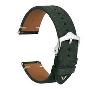 SEQLTWFC Reverse Suede Leather Watch Band 18mm 20mm 22mm Quick Release Watch Strap For Men Luxurious Vintage Replacement Bracelet(Seaweed-SilverBuckle,22mm)