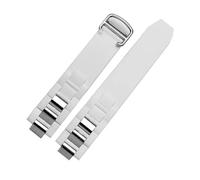 SEQLTWFC Silicon Tape 20mm*10mm Black Rubber Replacement Watch Band With Silver Clasp Compatible With Cartier 21 Chronoscaph(White-Silvery Buckle)