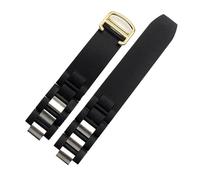 SEQLTWFC Silicon Tape 20mm*10mm Black Rubber Replacement Watch Band With Silver Clasp Compatible With Cartier 21 Chronoscaph(Black-Gold Buckle)