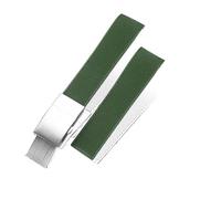 SEQLTWFC Silicone Fluorous Rubber Watchband 21mm Compatible With Longines hydroconquest L3 Conquest Sports Diving Watch Strap Black new(Green-silver)