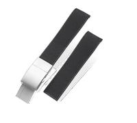 SEQLTWFC Silicone Fluorous Rubber Watchband 21mm Compatible With Longines hydroconquest L3 Conquest Sports Diving Watch Strap Black new(Black-silver)
