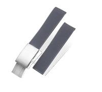 SEQLTWFC Silicone Fluorous Rubber Watchband 21mm Compatible With Longines hydroconquest L3 Conquest Sports Diving Watch Strap Black new(Gray-silver)