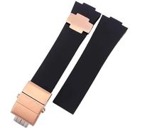 SEQLTWFC Silicone Watch Strap Compatible With Athens Observation Navigation 1183 Men's Women's Compatible With Ulysse Nardin Rubber Watch Band 25mm(Black-rosegold)