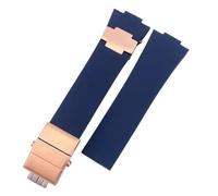SEQLTWFC Silicone Watch Strap Compatible With Athens Observation Navigation 1183 Men's Women's Waterproof Compatible With Ulysse Nardin Rubber Watch Band 25mm(Blue-rosegold)