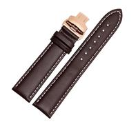 SEQLTWFC Smooth Genuine Calfskin Leather Watchband 18mm 19mm 20mm 21mm 22mm 23 Soft Straps Automatic Butterfly Buckle Business Watch Band(Brown W RG Folding,18mm)