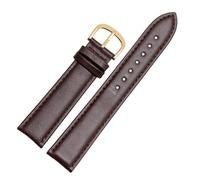 SEQLTWFC Smooth Genuine Calfskin Leather Watchband 18mm 19mm 20mm 21mm 22mm 23 Soft Straps Automatic Butterfly Buckle Business Watch Band(Brown golden pin,12mm)