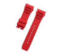 SEQLTWFC Soft Colorful 25mm*20mm Waterproof Natural Rubber Watchband Compatible With Richard Mille Watch strap Bracelet(Red,25mm Rose buckle)