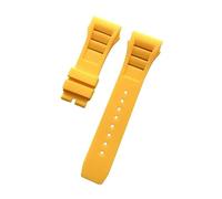 SEQLTWFC Soft Colorful 25mm*20mm Waterproof Natural Rubber Watchband Compatible With Richard Mille Watch strap Bracelet(Yellow,25mm Black buckle)
