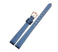 SEQLTWFC Spun Silk + Genuine Leather Watchband 6mm 8mm 10mm 12mm 14mm Compatible With The Womens Wrist Watch Bracelet Red Black White Blue(Deep blue rg,6mm)