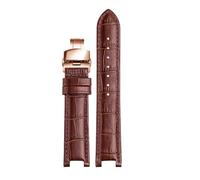 SEQLTWFC Top Layer Cowhide Genuine Leather bracelet Compatible With GC 22 * 13mm 20 * 11mm Notched watch strap senior watchband wristwatches band screw(Brown rose buckle,22-13mm)