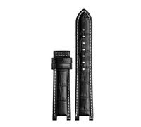 SEQLTWFC Top Layer Cowhide Genuine Leather bracelet Compatible With GC 22 * 13mm 20 * 11mm Notched watch strap senior watchband wristwatches band screw(Black white no bk,20-11mm)