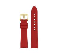 SEQLTWFC Universal Curved Silicone Watch Strap Compatible With GC Little Bee Dive Series YA136320/22 YA101202 Watchband 20 22 23mm Waterproof Belt(Red-Gold,23mm)