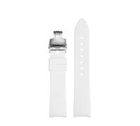 SEQLTWFC Universal Curved Silicone Watch Strap Compatible With GC Little Bee Dive Series YA136320/22 YA101202 Watchband 20 22 23mm Waterproof Belt(White-Silver B,20mm)